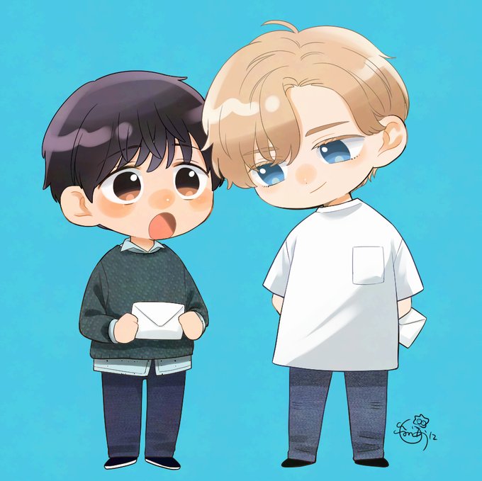 交換なので私も『5000マイル先から会いにきて』のオスモトと『ヒモクズ花くんは死にたがり』の花楓を描かせてもらいました楽しかった!!