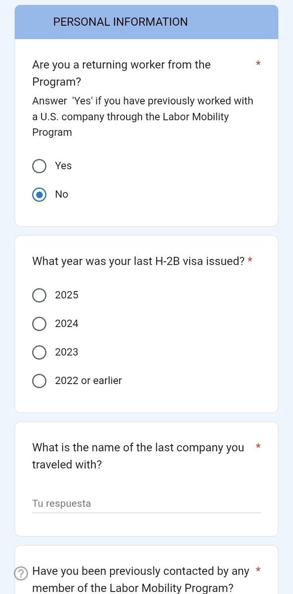 Fangelzc's tweet photo. @cancilleriasv En el formulario solo permite aplicar a las personas que ya viajaron con visa de trabajo. https://t.co/hbksrltCiz