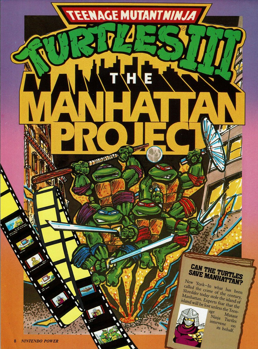 Press_Start9's tweet image. ¡Teenage Mutant Ninja Turtles III: The Manhattan Project! 🐢🎮 Cuando salvábamos Manhattan mientras combatíamos el crimen con nuestros héroes en caparazón. ¿Cuál era tu estrategia para enfrentarte a Shredder? 🐢⚔️ #RetroGaming #TMNT #NES