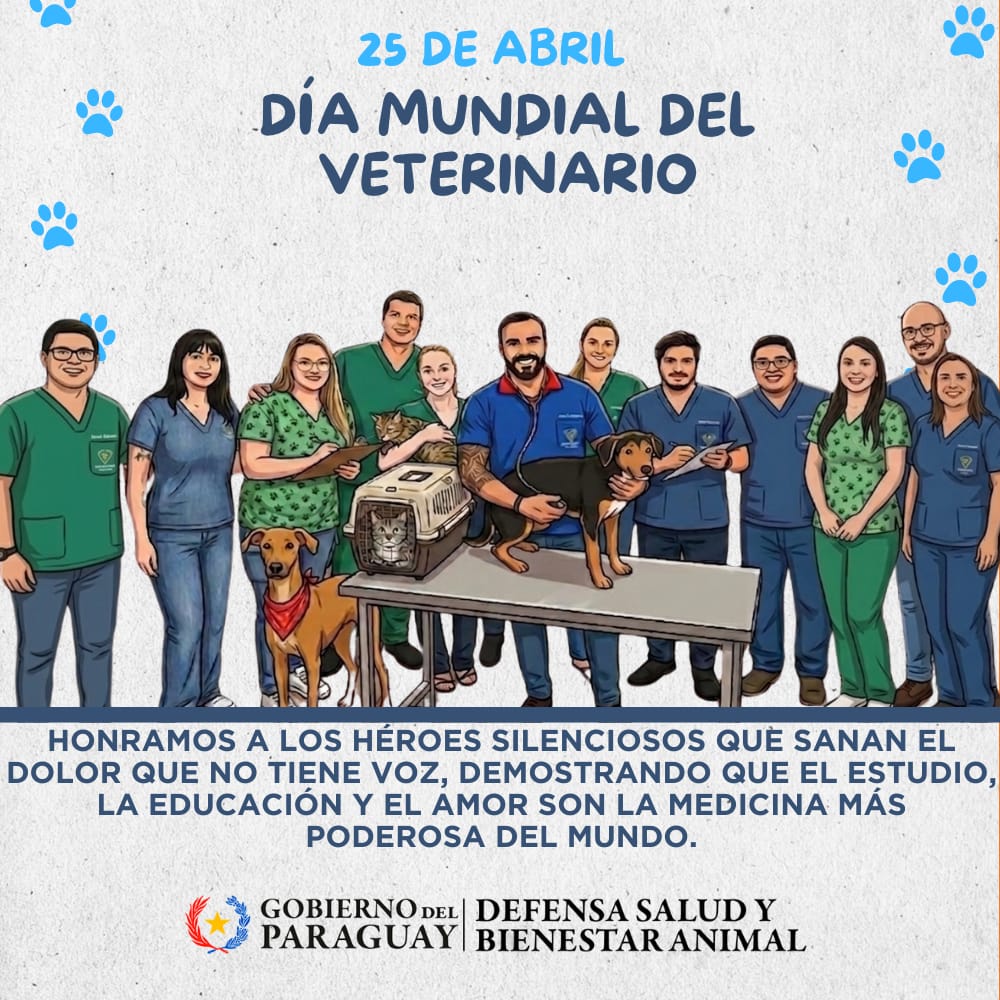 ¡Feliz Día Mundial del Veterinario! 🩺🇵🇾

Hoy honramos la entrega, el rigor científico y la vocación de quienes dedican su vida a proteger a los animales. Ser médico veterinario trasciende la profesión; es un compromiso inquebrantable con la salud pública y el bienestar animal.