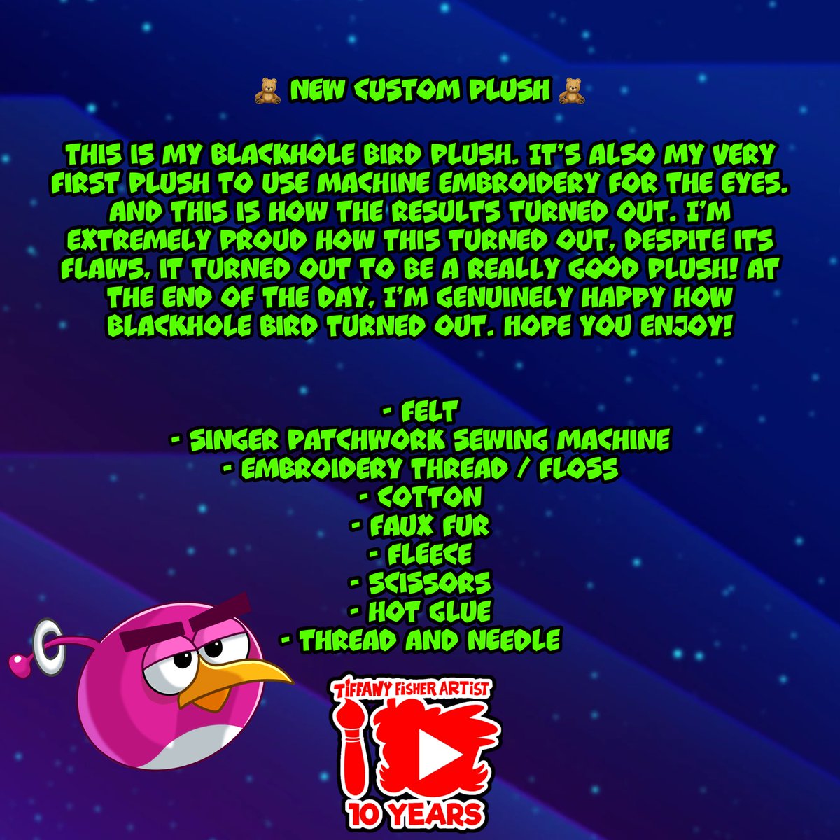 🧸 NEW CUSTOM PLUSH 🧸

Blackhole Bird

#AngryBirdsSpace  #AngryBirdsClassic #angrybirdscustomplush #customplush #plushlover #plushcollector #angrybirdsfanart #angrybirdsFART #fanart #TFACustomPlushies #TFAAngryBirdsCustomPlushies #AngryBirdsCustomPlushies