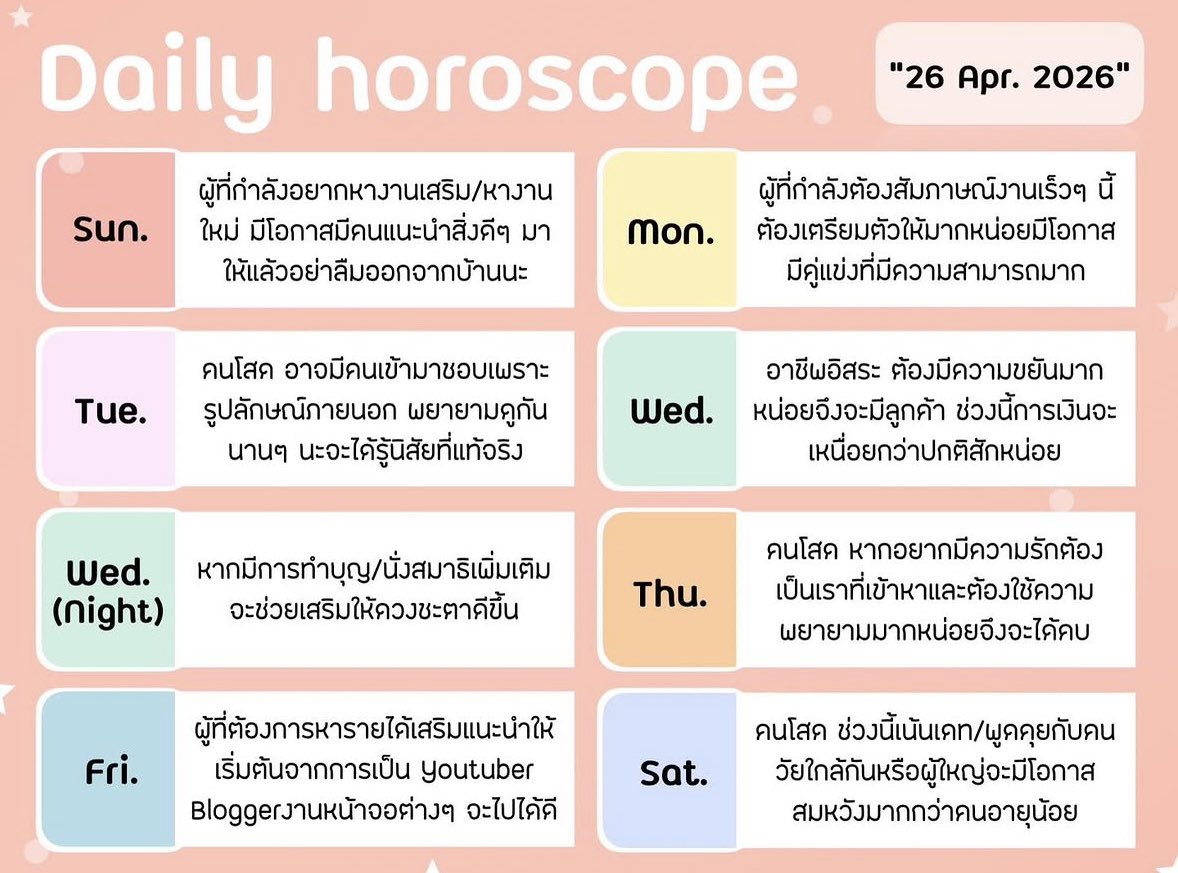 newmoonblessing's tweet image. 🔮ดวงประจำวันที่ 26 เมษายน 2569
.
.
.
#ด #ดวง #ดวงรายวัน #ดวงความรัก #ดวงวันนี้ #ดูดวง
#ดูดวงความรัก #ดูดวงออนไลน์ #pickacard
#pickacardreading #NewmoonblessingTarot
#ดูดวงกับNewmoonblessingTarot