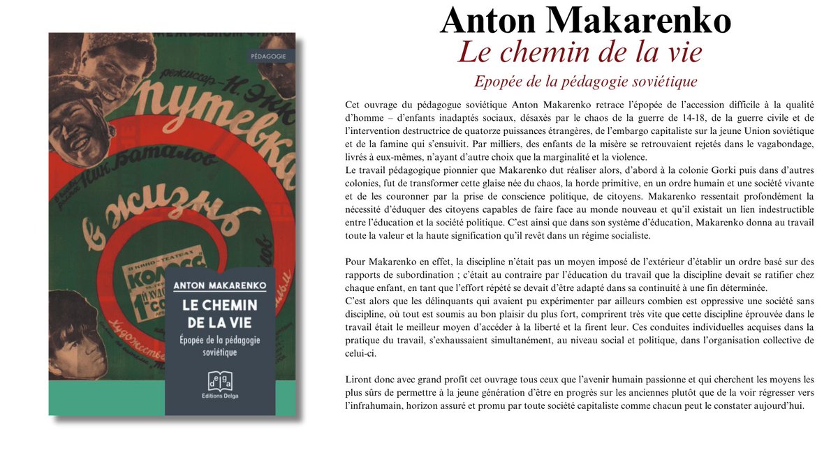 Le_Fil_Rouge_'s tweet photo. 🔴Une occasion de redécouvrir « Le chemin de la vie. Epopée de la pédagogie soviétique » (titre original : « Le Poème pédagogique ») d'Anton Makarenko.

Aux @EditionsDelga https://t.co/r4m1xy4sxY