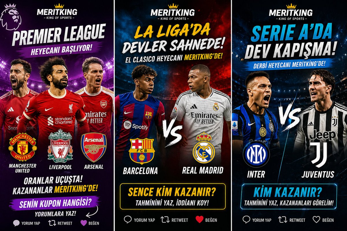 Reyanassan12's tweet image. 🔥 İtalya’da dev kapışma!
⚫🔵 Inter
⚫⚪ Juventus
💥 Derbi havası!
👇 Kim kazanır?
#meritking #seriea #derbi

🚨 La Liga’da gecenin maçı!
👑 Real Madrid
🔥 Barcelona
⚡ Gol mü, sürpriz mi?
🎯 Tahminini yaz, iddianı koy!
#meritkinggiriş #canlımaç #bahis #laliga