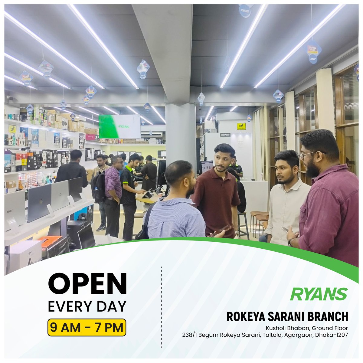 RyansComputers's tweet image. 📢 রোকেয়া সরণি শাখা খোলা ৭ দিনই
সকাল ৯টা–সন্ধ্যা ৭টা, সব টেক পণ্য এক জায়গায়

📍 ryans.com/page/branches/…

📞 16810

#RyansComputers #RokeyaSaraniBranch #TechShopping