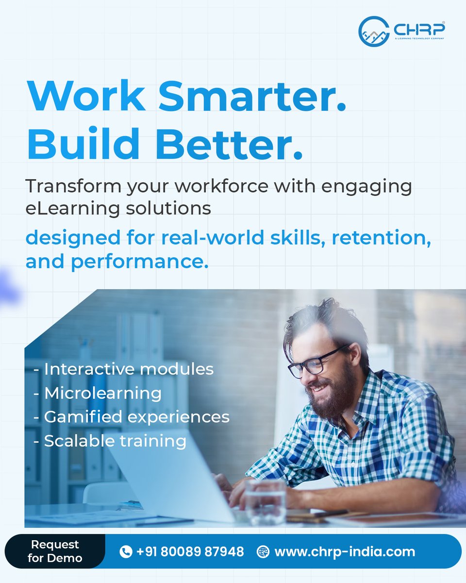 chrp_india's tweet image. Work smarter. Build better.

@chrp_india  delivers engaging eLearning solutions designed to build real-world skills, improve retention, and strengthen workforce performance.

🌐 chrp-india.com | 📩 reach@chrp-india.com | 📱 +91 80089 87948
#CHRPINDIA #eLearning