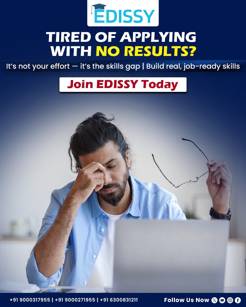 edissyonline's tweet image. 🚨 NOT GETTING JOB CALLS?

It’s not lack of effort… it’s the right skills.
Build job-ready skills with Edissy and stand out.
👉 Enroll now — limited seats
📲 Join WhatsApp group: lnkd.in/gTvpsEAN

#Upskill #CareerUpgrade #EdissyOnlineTraining #TechSkills #JobReady