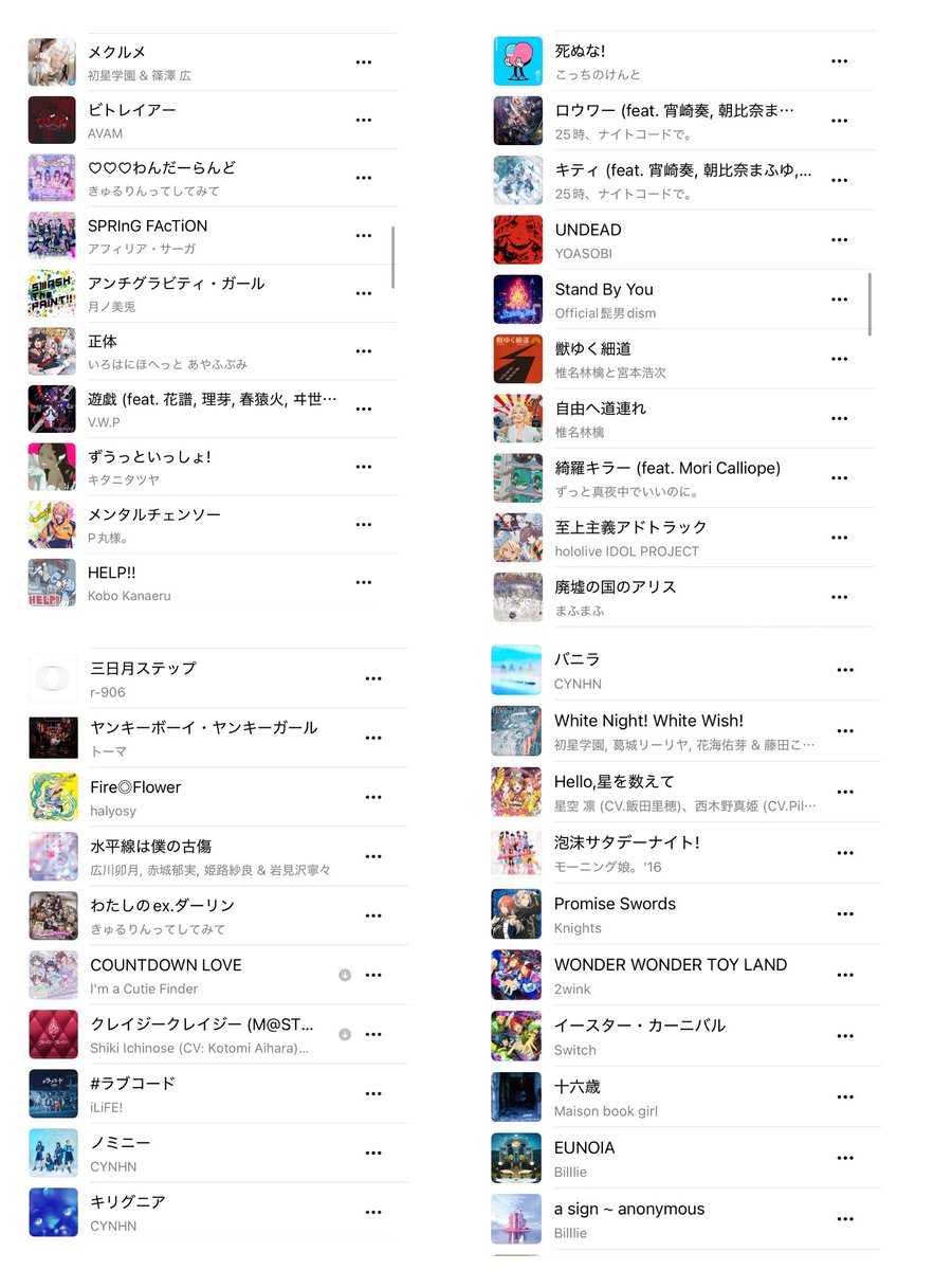 sophy_sub's tweet photo. 卒業の日のセトリ🎧

最初はエモ曲縛りしてたけど最終的に最近ハマってた曲集になっていたww

みんなのすきなのあるかな https://t.co/Z1eAj5MMDn