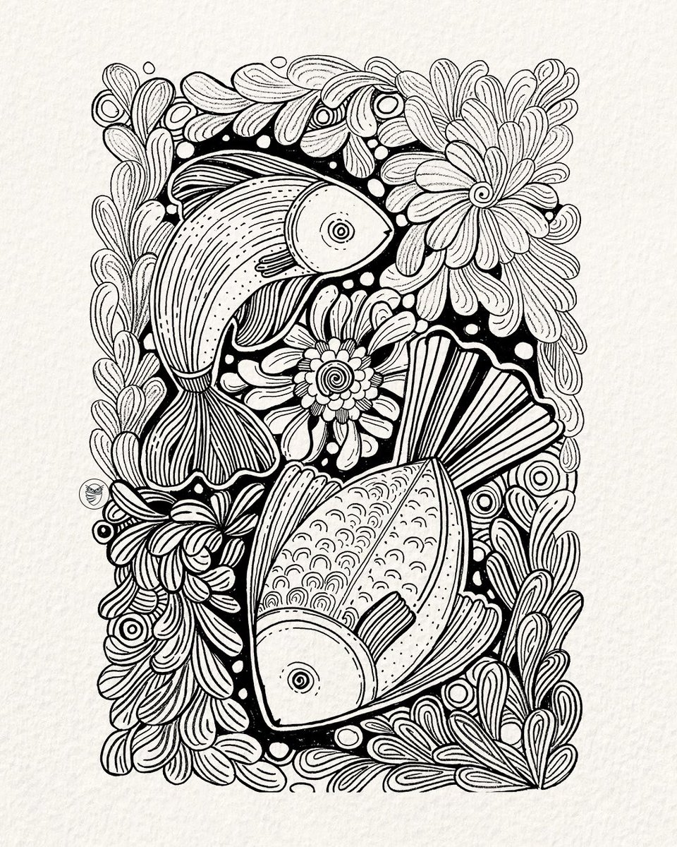 The Silent Flow of Abundance! 
A symphony in Black and White, exploring nature's complex beauty through rhythmic strokes 🖤🤍✨