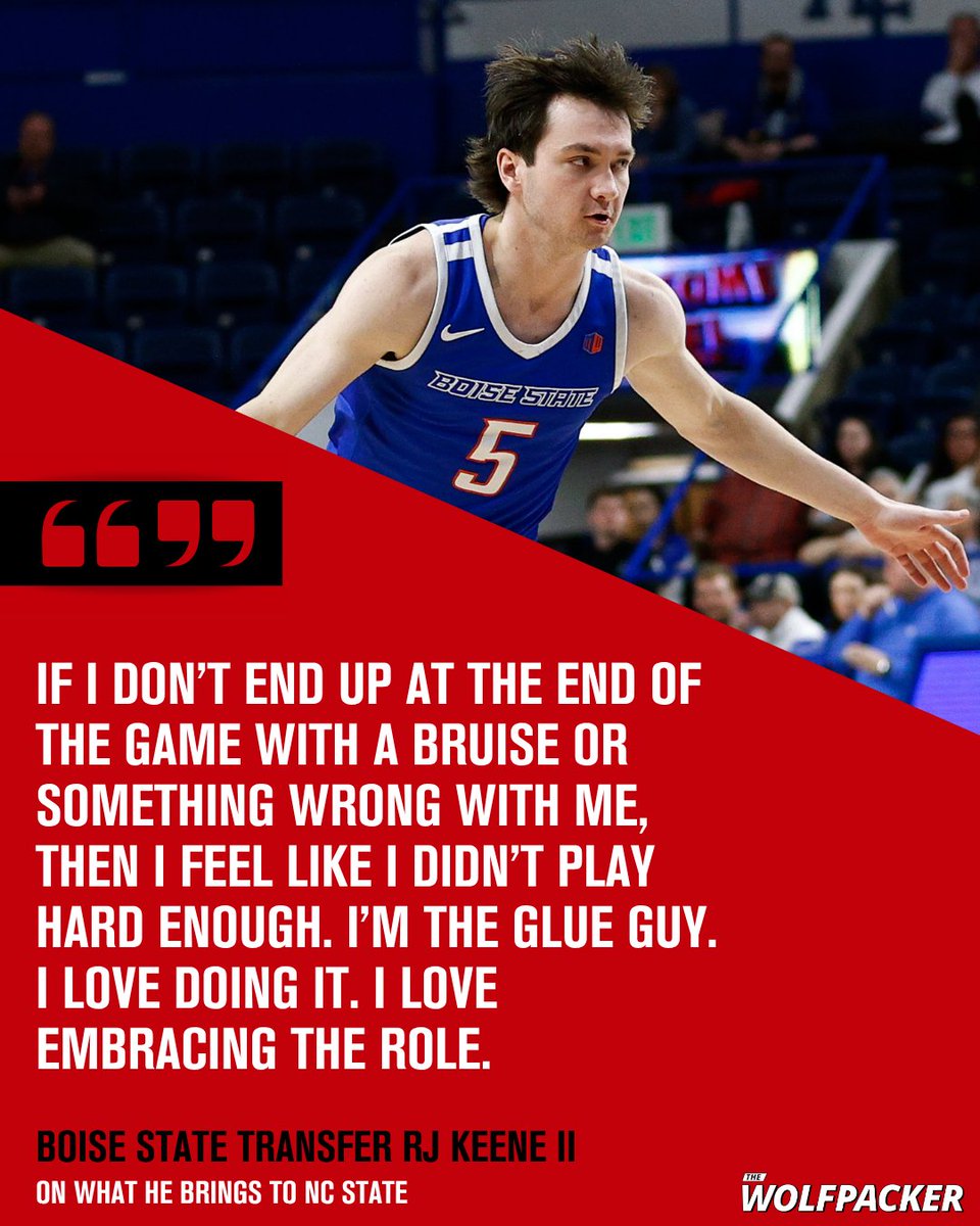 Boise State transfer RJ Keene II loves to put his body on the line when diving for loose balls to make a winning play. 

He's ready to bring that same mindset to NC State.

More from the Wolfpack's latest transfer addition: on3.com/teams/nc-state…