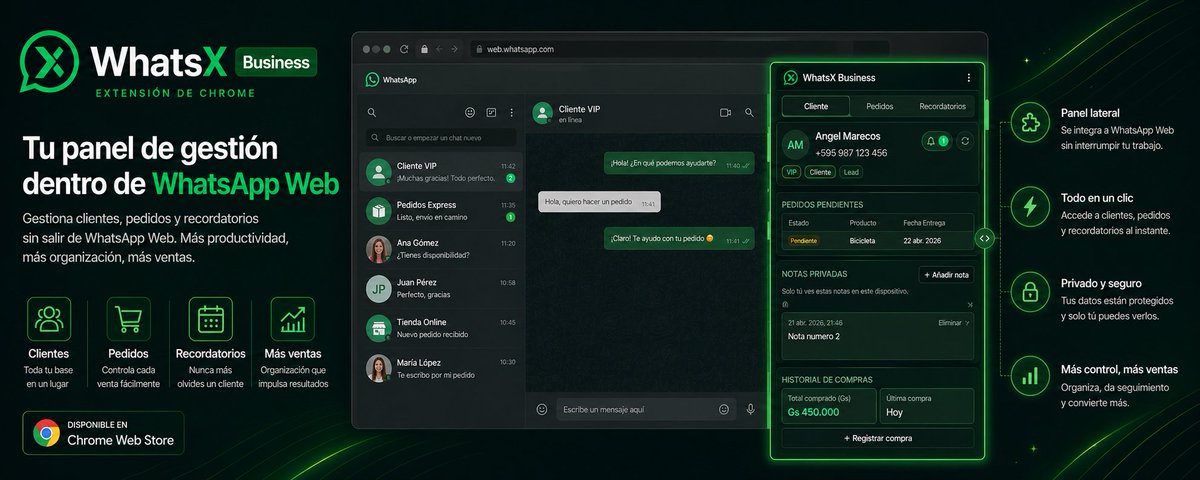 giezpy's tweet image. Pasé un tiempo construyendo algo para vendedores que viven en WhatsApp 📱

WhatsX Business: una extensión gratuita que convierte WhatsApp Web en tu CRM.

#Ventas #WhatsApp #CRM