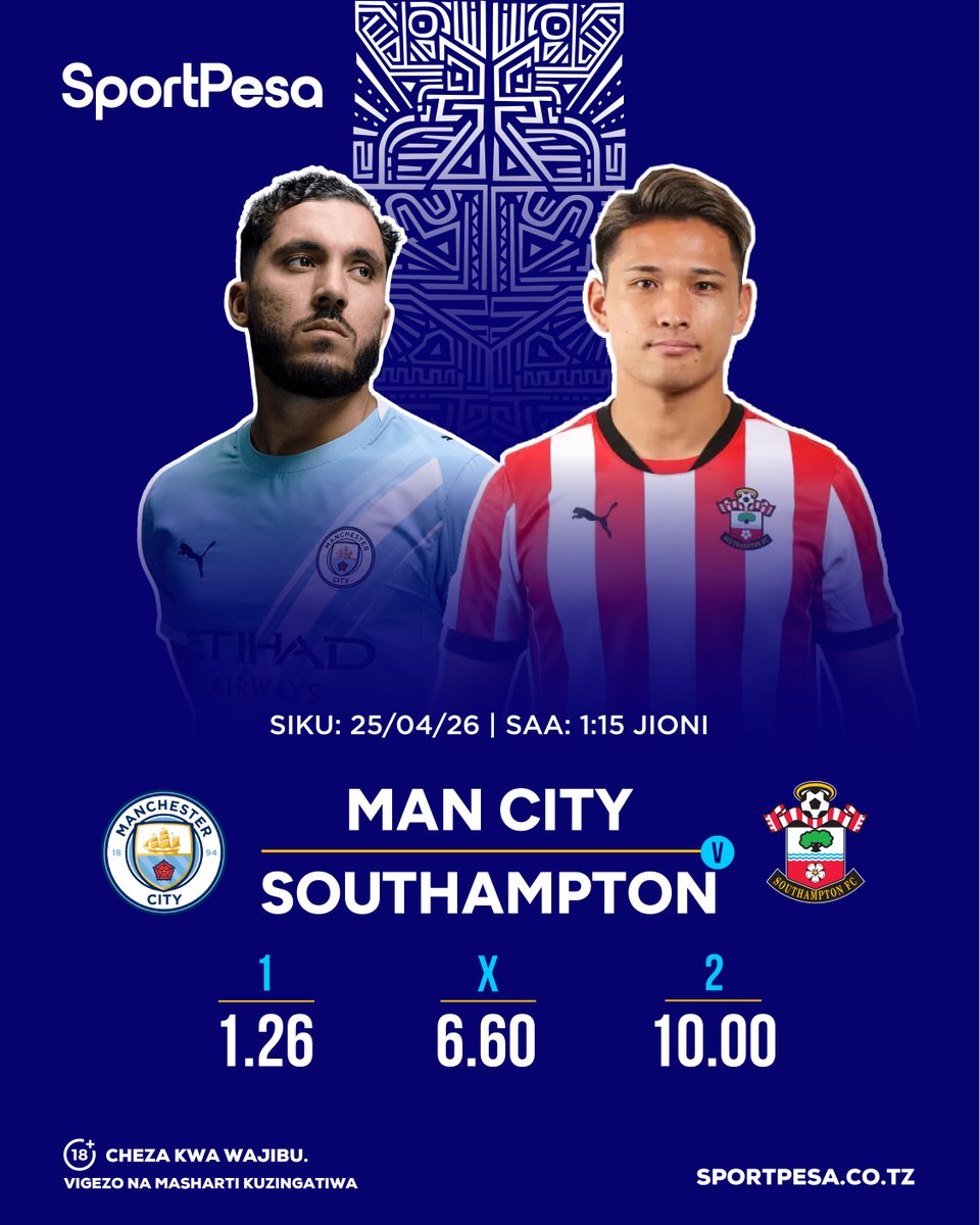 TZSportPesa's tweet image. Baridi ni kali sana pale kileleni EPL🥶

Man City 🆚 Southampton

Weka mkeka kupitia *150*87#, App au sportpesa.co.tz⁣
⁣
#sportpesaushindiuendelee #sportpesa #makeitcount