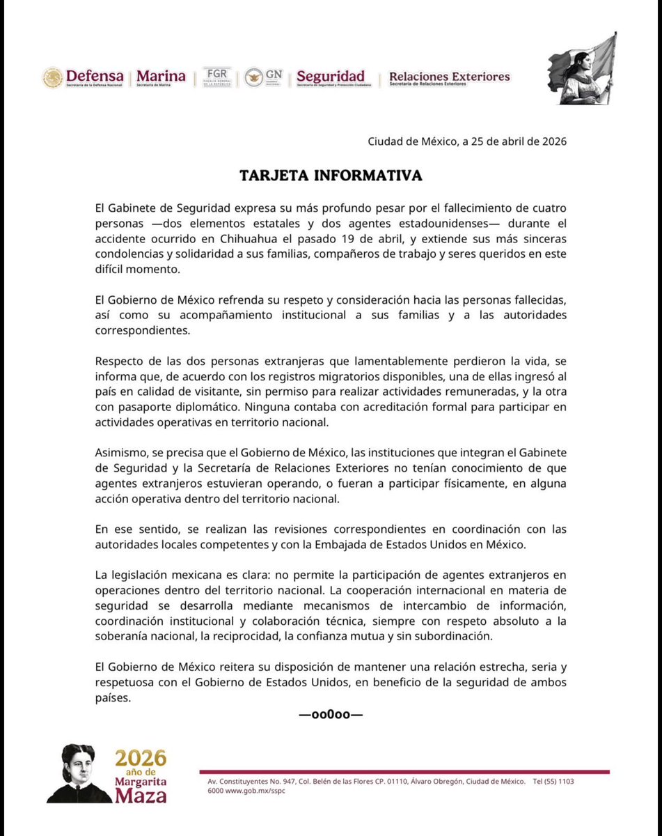 Gabinete de Seguridad de México tweet media