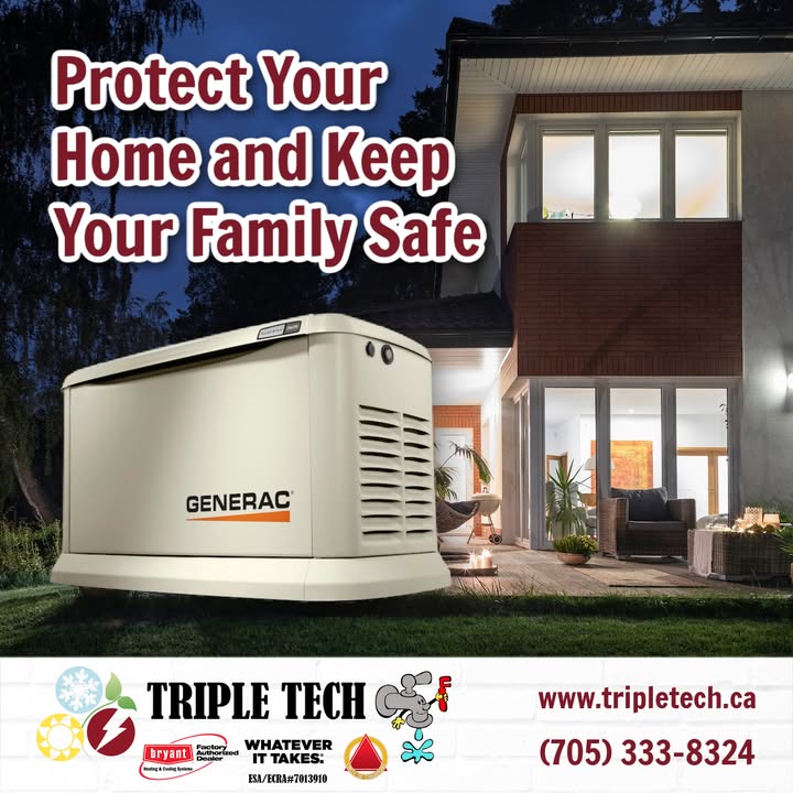 Spring storms can bring downed power lines &amp;widespread blackouts. Protect your home and keep your family safe with backup power from a Generac Generator.

Find the model that’s right for you by calling 705-333-8324.

#Generac #GeneracGenerator #SimcoeCounty #GeorgianBay #Midland