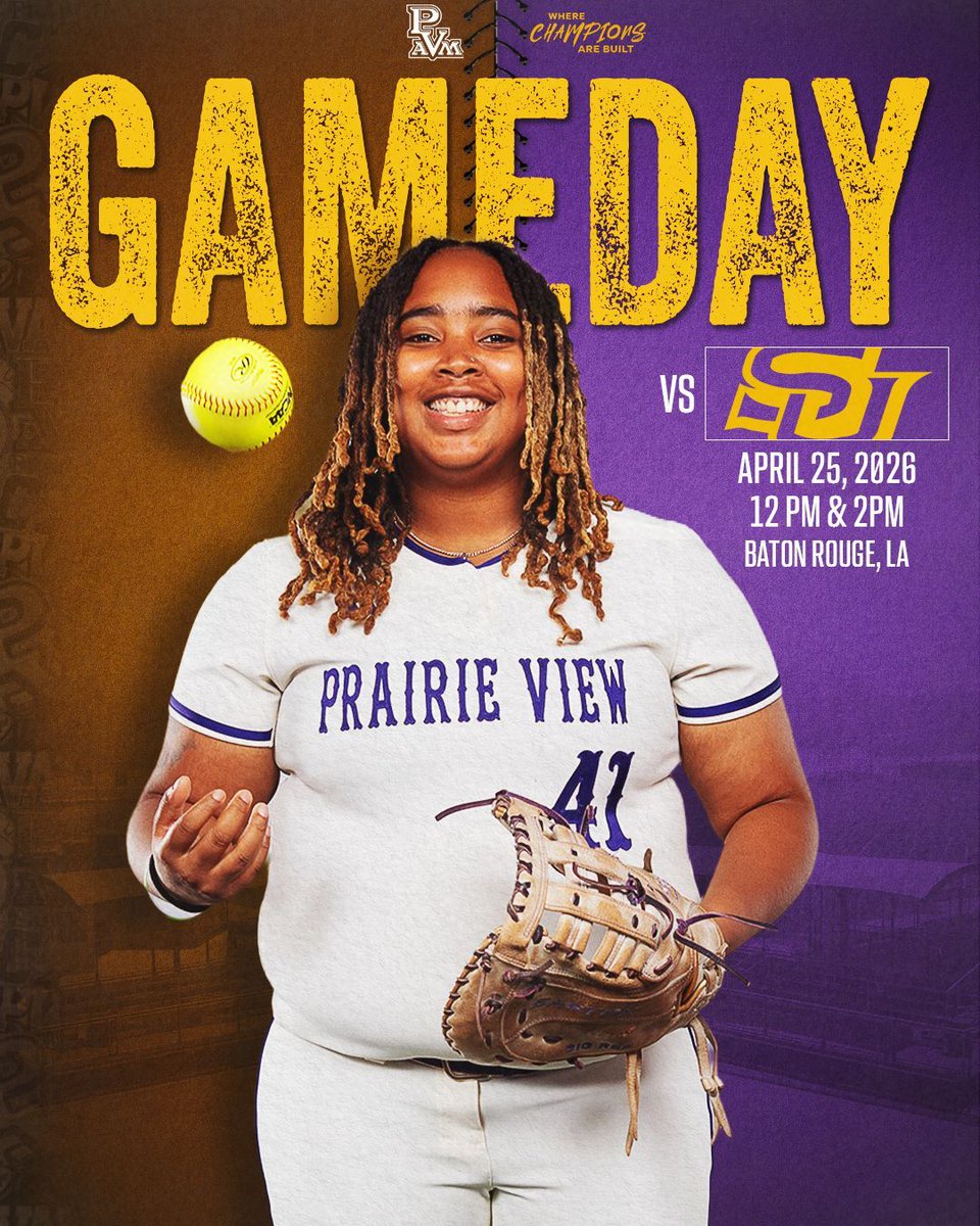 PVAMUPanthers's tweet image. PVAMSB: GAMEDAY x2

Back at it in Baton Rouge as Prairie View A&amp;amp;M Panthers softball takes on Southern University Jaguars softball in a DOUBLEHEADER‼️

🆚 Southern
🕛 12:00 PM (Game 1)
🕑 Game 2 to follow
📊 Follow Live: buff.ly/vrnH1l4

#PVAMU #PantherSoftball #SWAC