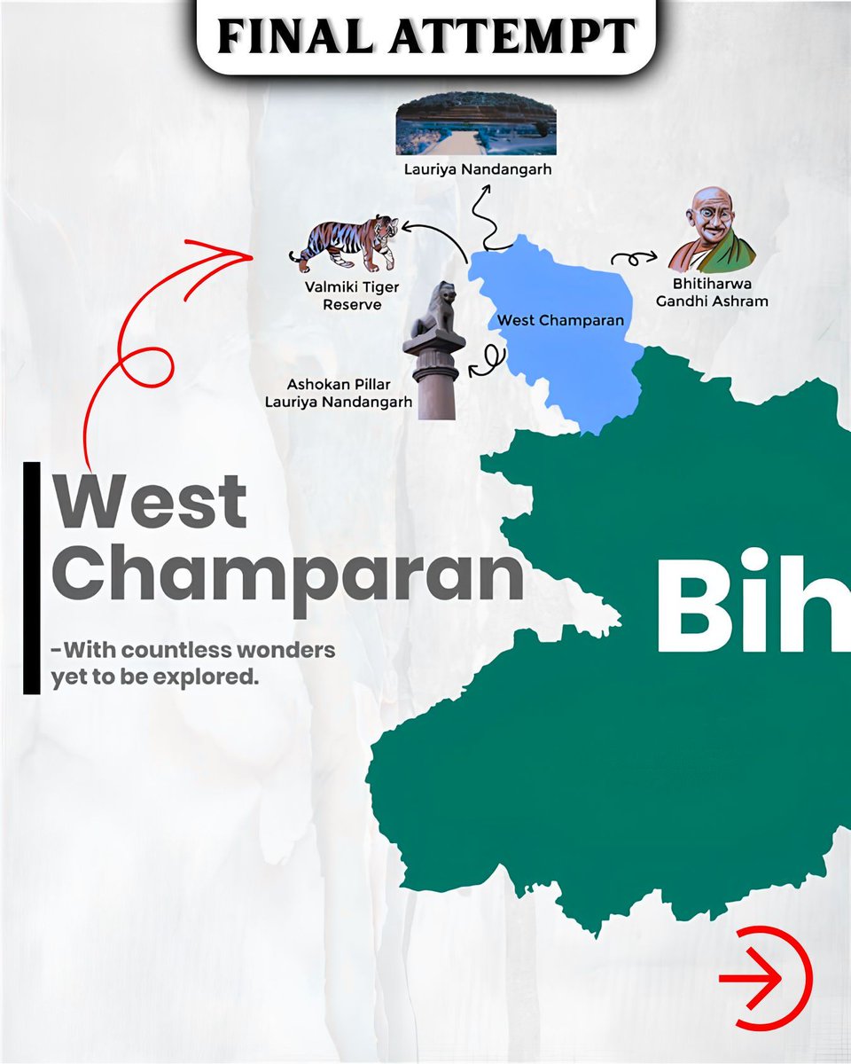 FinalAttemptIAS's tweet image. From west to east of Bihar, there’s so much to explore and wonder .Waiting for you to unfold a new story.

#Banka #Westchamparan #east #West #BiharTourism #IncredibleIndia #TravelIndia #HiddenGems #WanderlustIndia #BiharDiaries #UnexploredIndia #TravelGram #Wanderlust2026