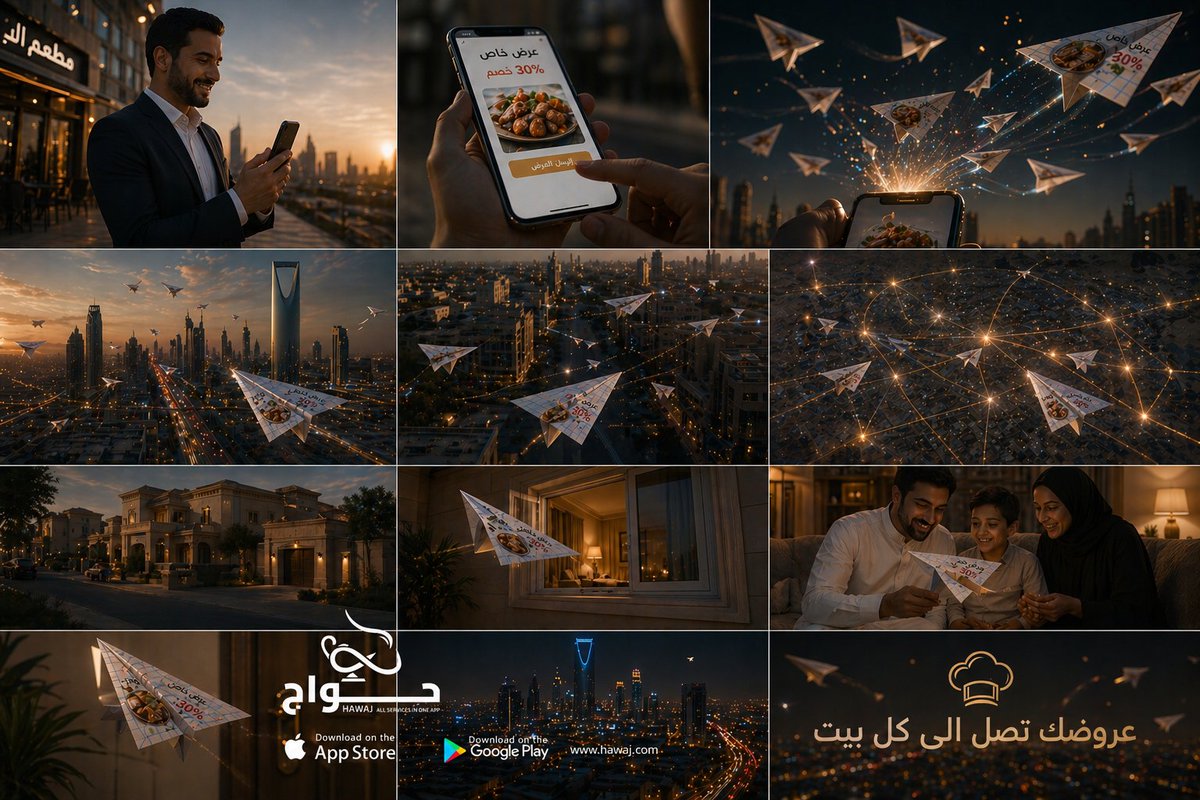 hawajapp's tweet photo. تبي عروضك تكسّر الدنيا؟
مع حواج، ضغطة زر وحدة تكفي!
لا تشيل هم التسويق، وصّل عروضك لكل اللي حولك في المنطقة والمناطق المجاورة وخلّهم يعرفون عن�� بلمحة عين. 
مع حواج.. عروضك دايم في الواجهة!"
بخطوات بسيطة
- الخطوة الأولى: سجل حساب.
- الخطوة الثانية: وثق شركتك أو كيانك.
- الخطوة الثالثة: إرفع عروضك تحت إسم كيانك.

ثبت #تطبيق #حواج الان وخل #الذكاء يخدمك. 

Apple: https://t.co/64lbUkf38w
Android: 
https://t.co/G0i6k3Ah6i
Web: 
https://t.co/qIeD55Cj7y