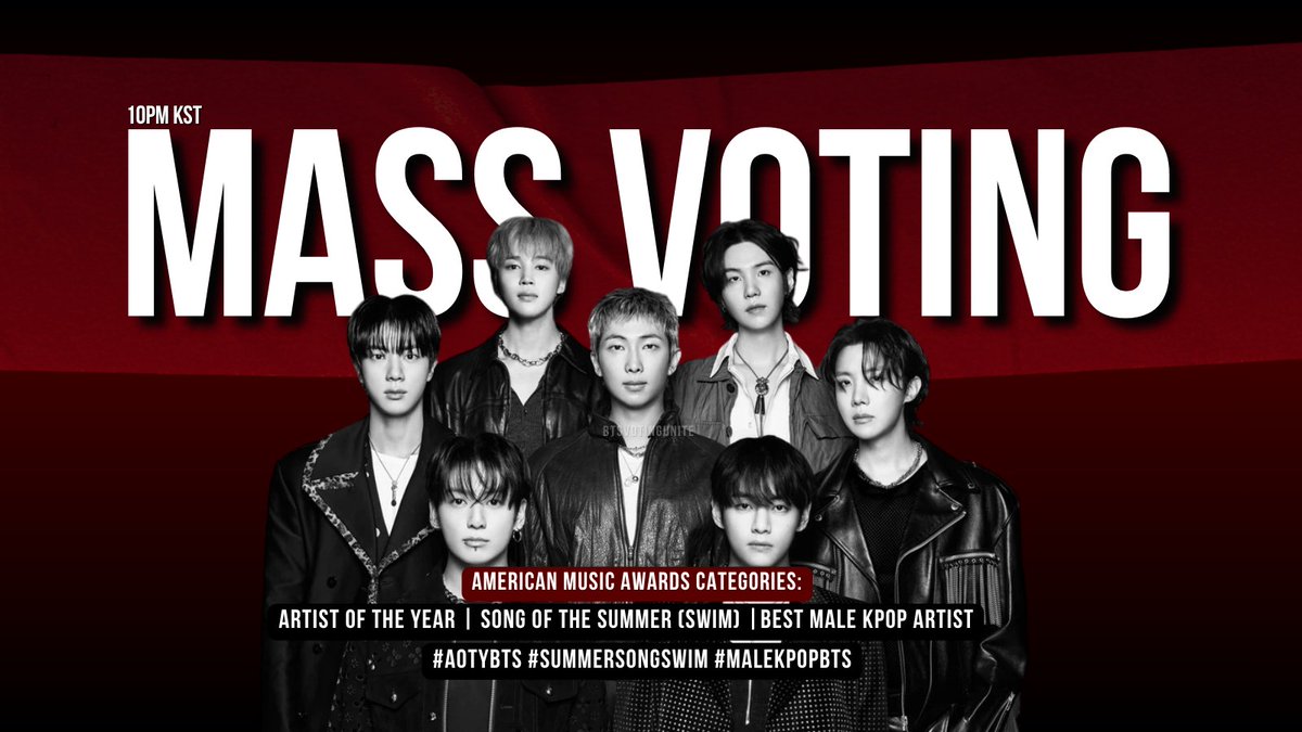 ☄️ MASS VOTING STARTS NOW!

Every vote counts, and together we can make a real impact 💪. BTS only have ARMYs to vote for them. If you don't vote, then who will?

Vote here: (vote.theamas.com)
Tutorial: bit.ly/BVU_2026AMAs
🌎: ARMY GO ROUND AMA