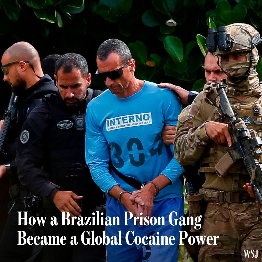 WSJ's tweet photo. A Brazilian gang you’ve probably never heard of is fast becoming one of the world’s biggest cocaine businesses. 🔗 https://t.co/ERI9cwFD4c https://t.co/dBaqE4TwzB