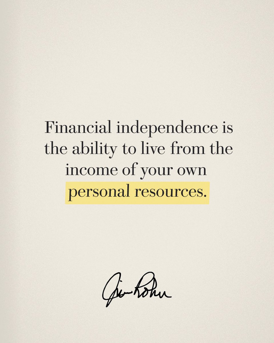 OfficialJimRohn's tweet image. "Financial independence is the ability to live from the income of your own personal resources." — Jim Rohn

Not luxury. Freedom.

jimrohn.com

#JimRohn #FinancialIndependence #WealthBuilding #PersonalFinance