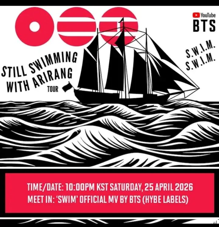 STREAMforBangTS's tweet image. 'STILL SWIMMING WITH ARIRANG' our YouTube Manual Streaming Party is ON NOW!! 

Join us in 'SWIM' OFFICIAL MV 

Look for us under the newest comments section so that you know where to go next!

Let's SWIM TOGETHER! 
#KEEPSWIMMING
