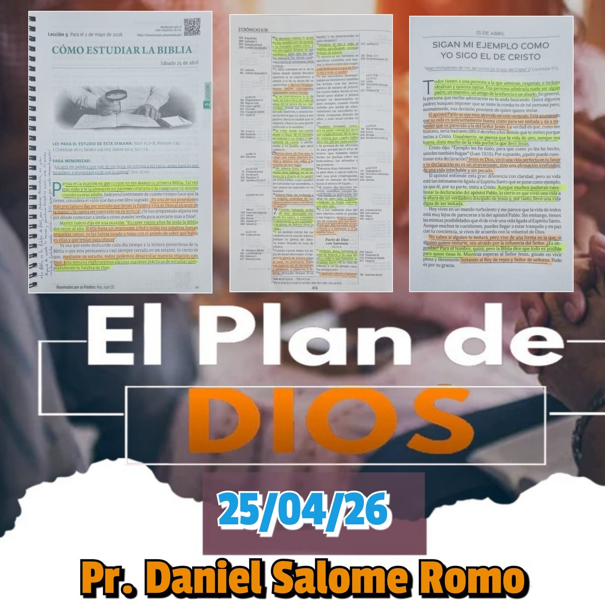 DanielSalomeR's tweet image. 📖 EL PLAN DE DIOS #PrimeroDios🌅

🔰 #LesAdv:Cómo estudiar la Biblia

1️⃣La Biblia es la Palabra viva de Dios, pero podemos descuidarla, su valor depende de cuánto la leemos y permitimos que transforme nuestra vida.
2️⃣El estudio constante de la Biblia fortalece nuestra relación