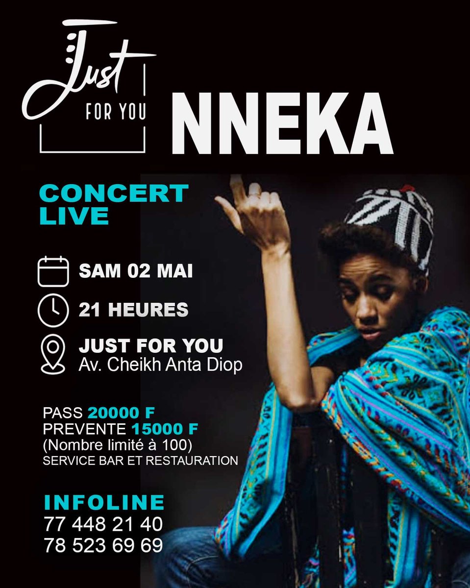 justforyoudakar's tweet image. NNEKA débarque à Dakar !

Rendez-vous le samedi 02 mai pour un concert live 

🎫 Prévente limitée (15 000 F) disponible dès maintenant !
👉 Réservez et achetez vos tickets sur : justforyousn.com

#JustForYouDakar #Nneka #LiveConcert #DakarNight #Senegal #Musique