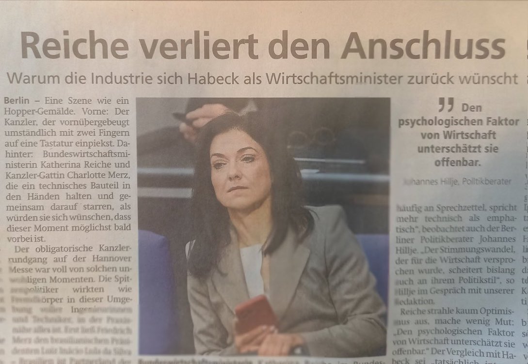 veragoeb's tweet photo. Beste Schlagzeile in  diesem Jahr. DIE INDUSTRIE WÜNSCHT SICH HABECK ZURÜCK. Ich übrigens auch 🙏🏼 https://t.co/x6ghdpw2lI