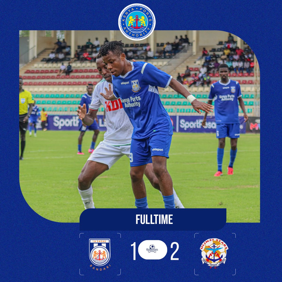 BandariOfficial's tweet photo. 🔵 | DEFEAT 

FT: Bandari FC 1 V 2 Ulinzi Stars 

#BandariNiYetu #SportPesaLeague #TwendeGame https://t.co/VmfyE1eRrm