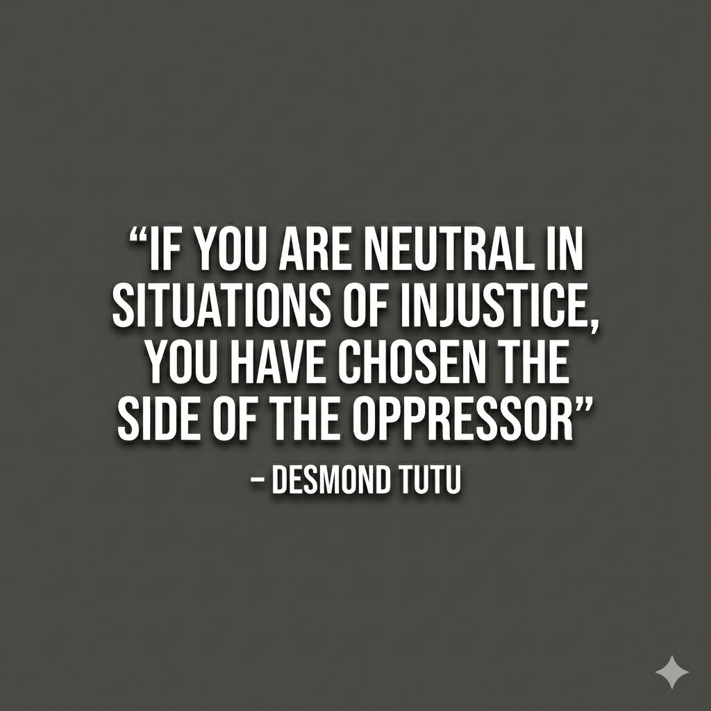 bradmwest's tweet image. Silence is a statement. 🗣️✨

Desmond Tutu reminds us that there is no "sideline" when it comes to human rights. Which side are you standing on today?

​#HumanRights #Justice #Unity #Change #QuoteOfTheDay
