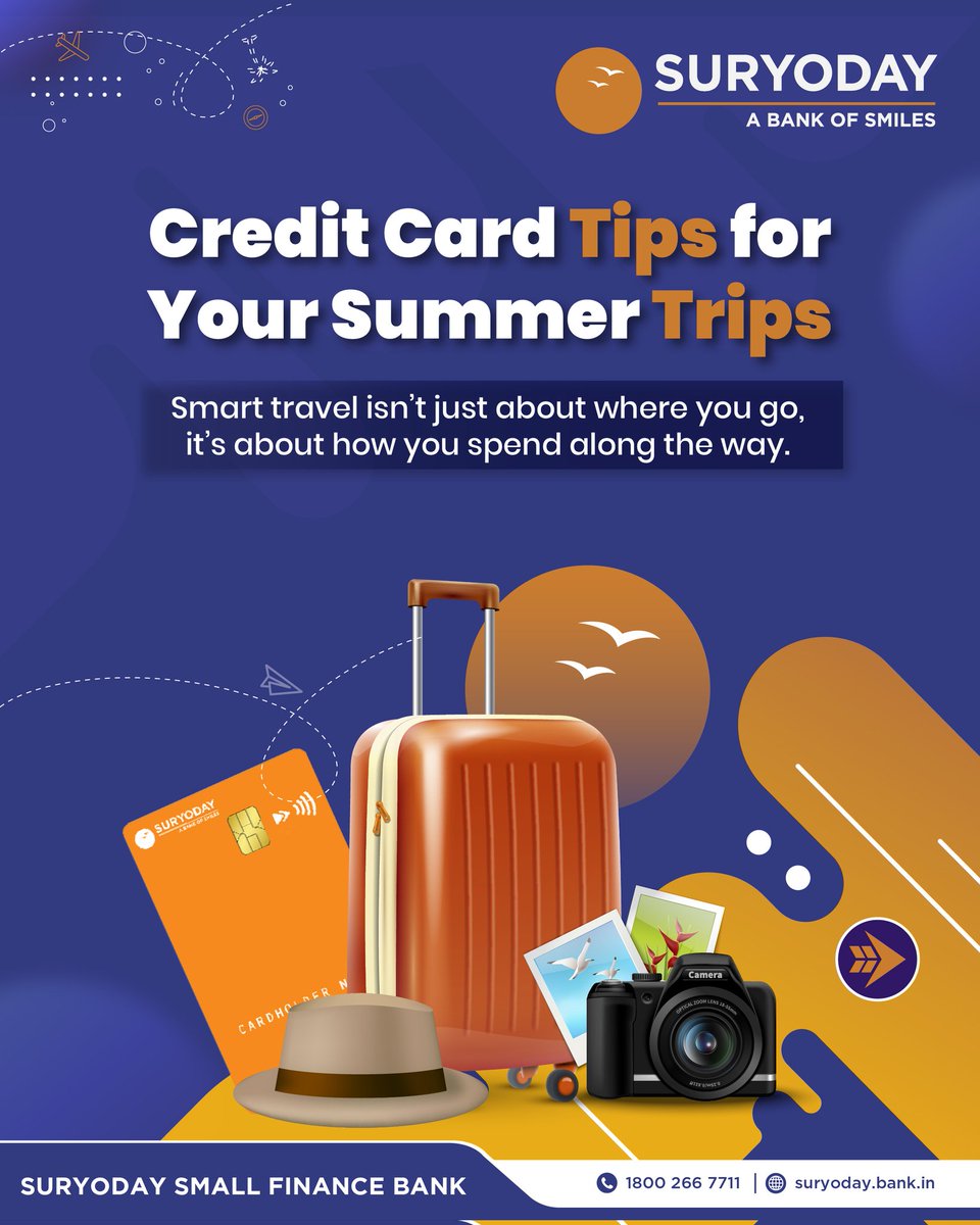 SuryodayBank's tweet image. Travel light, spend smart. Your credit card can be your best travel companion this summer.

Click to apply: applyonline.suryoday.bank.in/suryoday-ntb-f…

#creditcard #summertrips #travelling #bankofsmiles #suryodaybank
