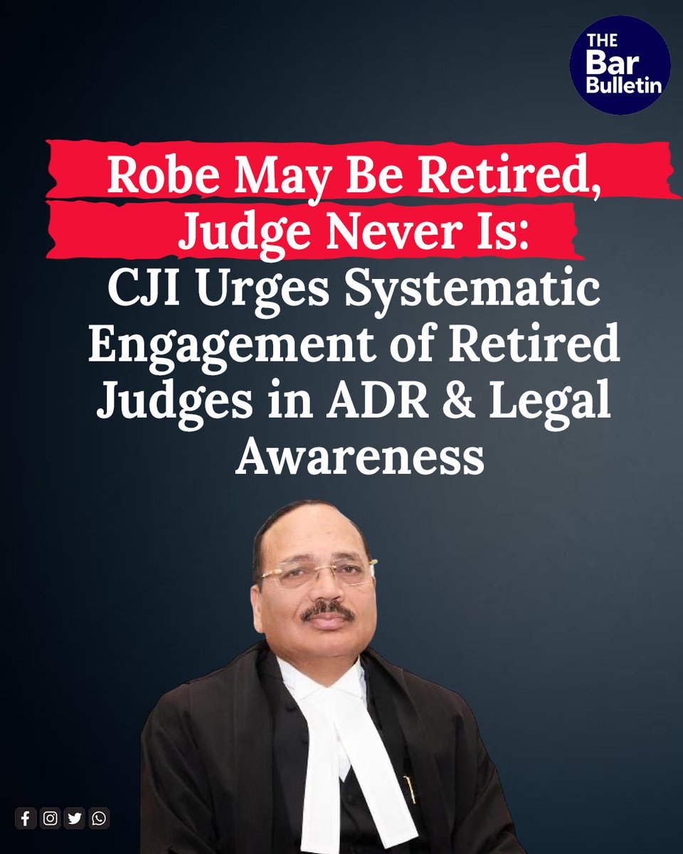 thebarbulletin's tweet image. Robe May Be Retired, Judge Never Is: CJI Urges Systematic Engagement of Retired Judges in ADR &amp;amp; Legal Awareness

Read More Here- thebarbulletin.com/cji-retired-ju…

#SupremeCourt #accesstojustice #ADRsystem #Courtconference #judicialreforms #JusticeSystem #legalawareness #LegalEducation