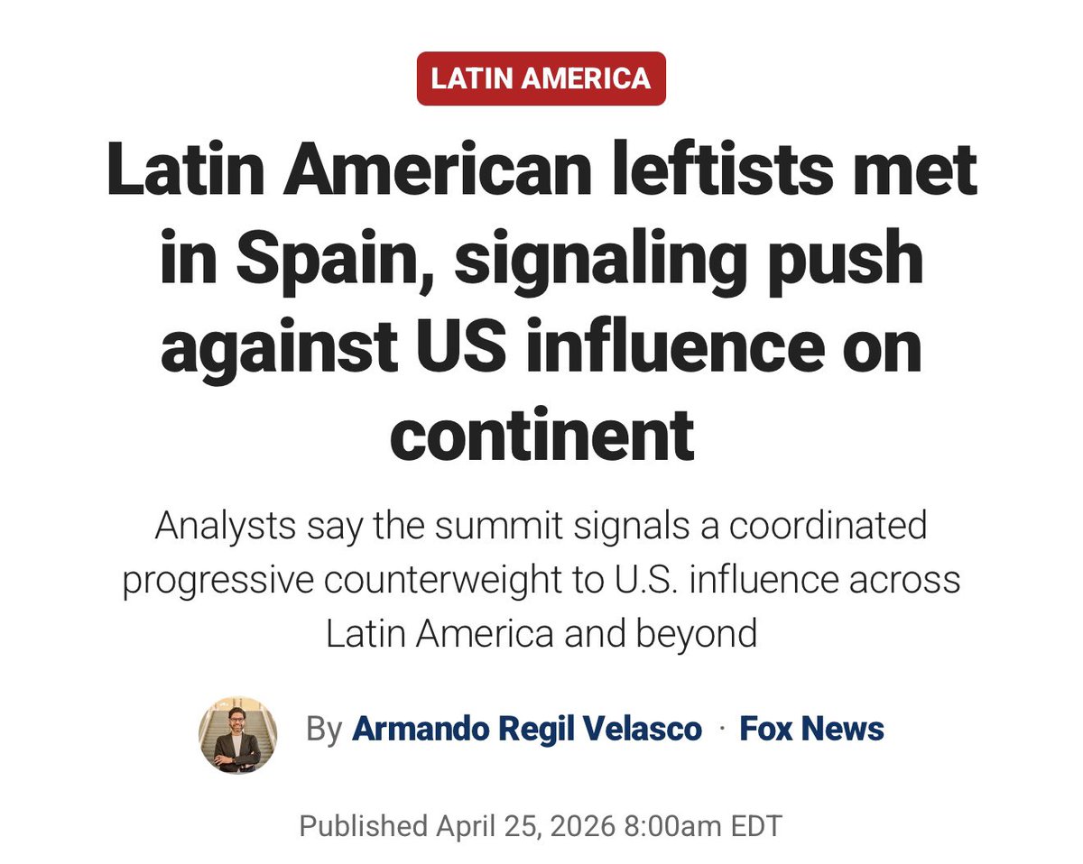 armando_regil's tweet photo. Sobre la Cumbre de Barcelona y la intención de los populistas de izquierda de contrarrestar la influencia de Estados Unidos, escribí en Fox News! 

Gracias queridos @rsalinasleon, @sandrabronzina y @JuanASotoG por sus comentarios tan relevantes! 

https://t.co/Nchjhi0huD https://t.co/bsDPr35ScP