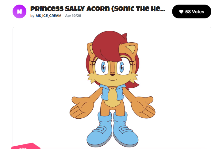 JoshuaMogle's tweet photo. #Youtooz #SallyAcorn #Chip 
Two New Challengers have joined the Race! Sally Acorn (Pre-GW) and Chip from Sonic Unleashed! 
Let's get those Vote a flying and show support everyone... https://t.co/gvJnHNqIQ2