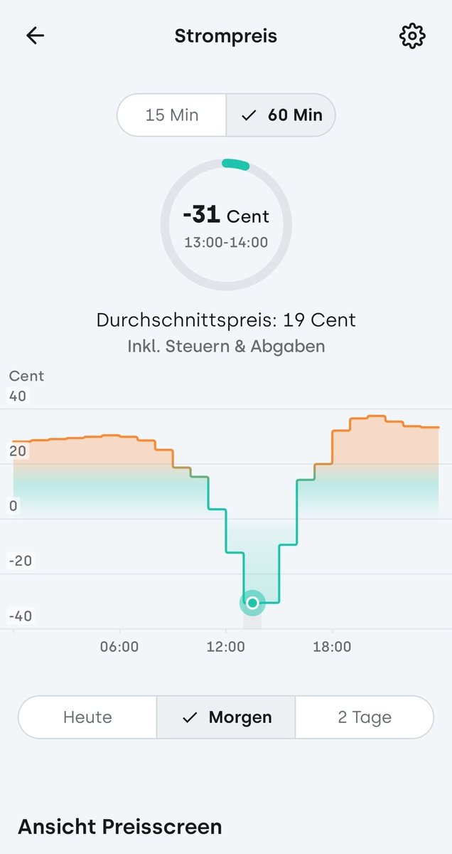Naturfreund_81's tweet image. Ich schalte morgen unsere #PV von 11-16 Uhr aus und lade das #EAuto für -31 Cent/kWh.
Das fahren von #Elektroautos ist teuer und rechnet sich bei unseren Strompreisen nicht... 😉

#spritpreis