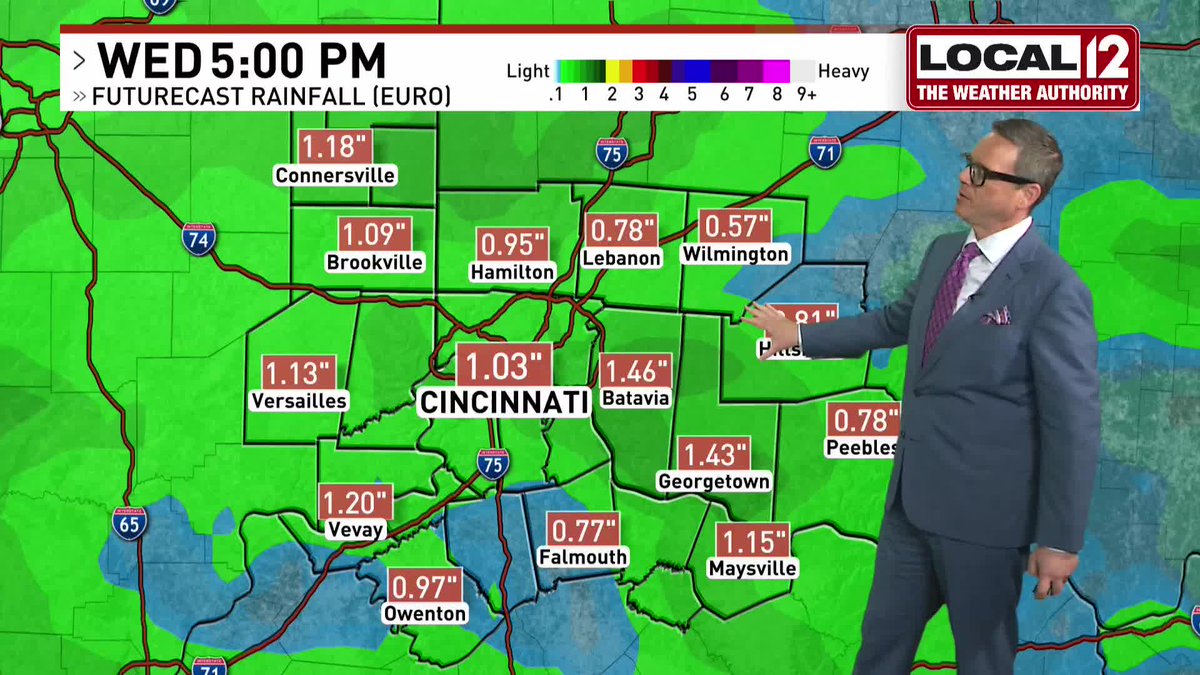 JohnGumm's tweet image. We could get quite the much-needed soaking Monday night into Tuesday morning and again Tuesday night into Wednesday morning across the #Cincinnati area. But I'm hoping we can avoid the severe weather. 🤞 @Local12