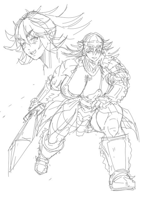 恵体祭で描く用のオリキャラ練習絵、予定では筋肉娘ふたなりレズセックスものです