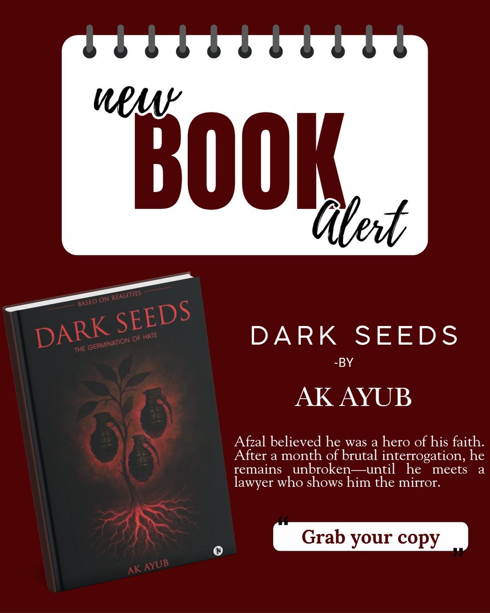 thereviewu5224's tweet image. Dark Seeds: The Germination of Hate by AK Ayub is not just a story—it’s a deeply unsettling exploration of how hatred is planted, nurtured, and ultimately unleashed.

#NewBookAlert #DarkSeeds #MustRead #ThoughtProvoking #Bookstagram