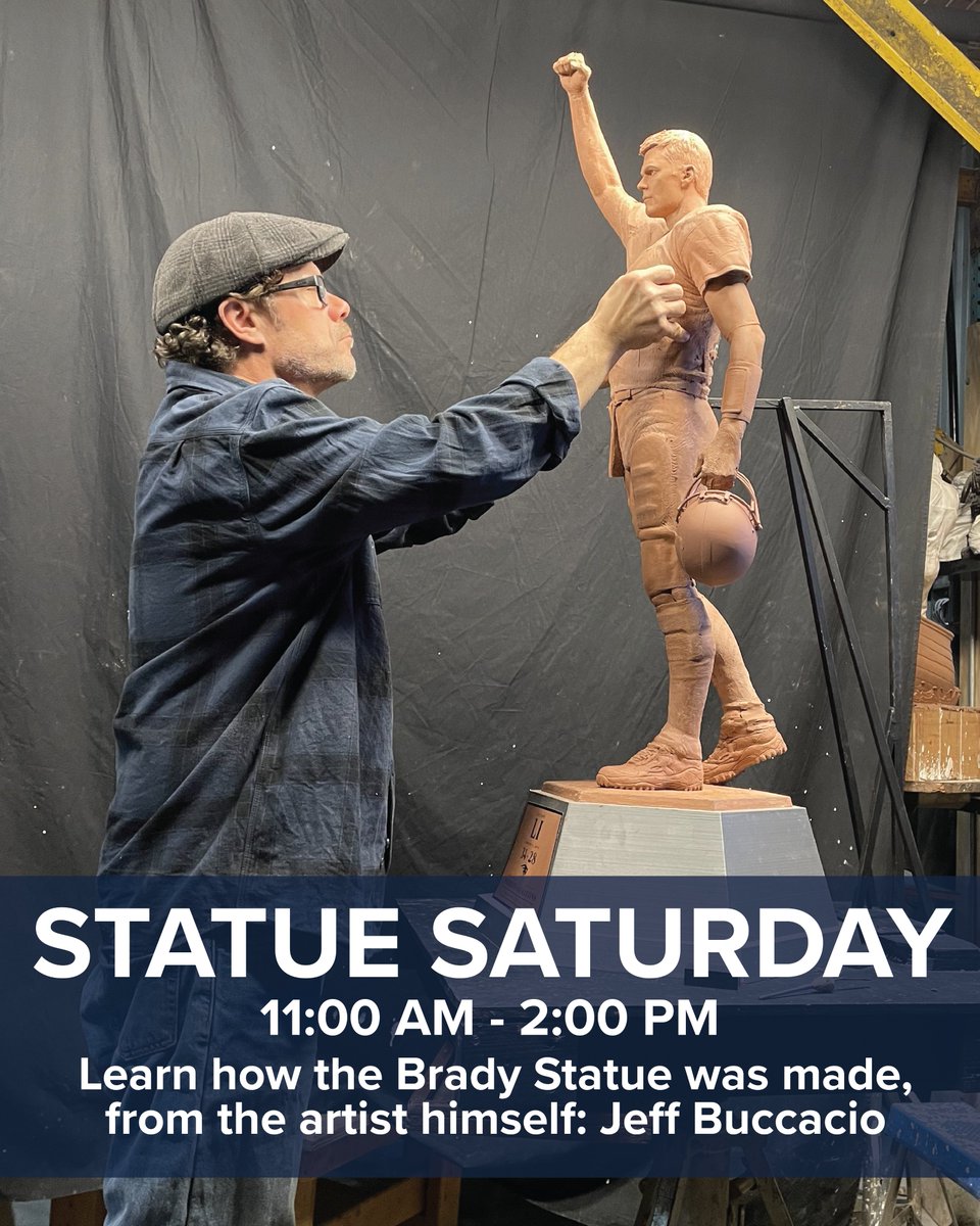 TheHall's tweet image. Stop by the #Patriots Hall of Fame today (11:00 AM - 2:00 PM) for a live demo from sculptor Jeff Buccacio, the man behind the Brady statue! We'll even have some clay so you can learn a little from the best!
.
.
.
#AprilVacation #NewEngland #SpringBreak