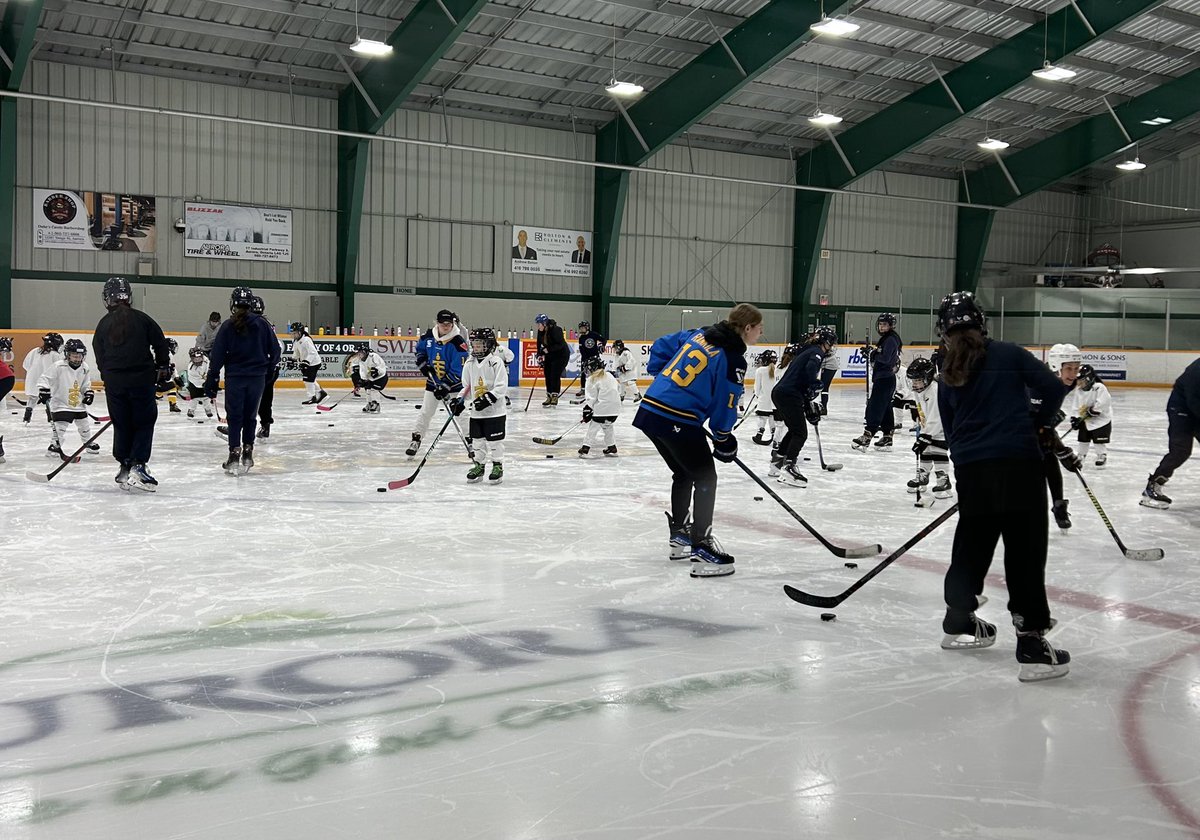 Sceptres reserve players Lauren Messier and Anneke Rankila helping out with Ready, Set, Skate this morning.

They’ll be off the ice in plenty of time to watch their teammates’ must-win game in Ottawa this afternoon.