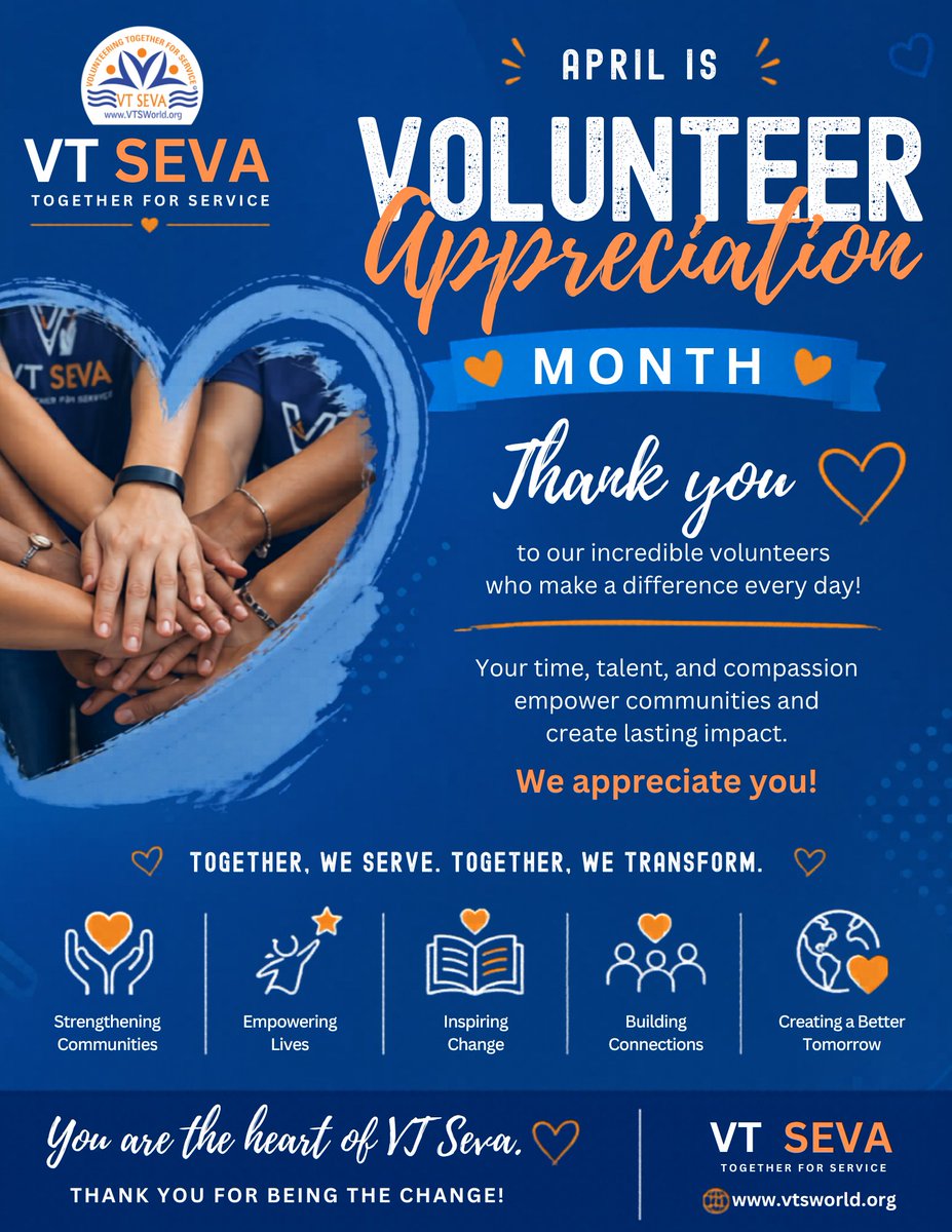 VTSeva's tweet photo. 𝐀𝐩𝐫𝐢𝐥 𝐦𝐚𝐲 𝐛𝐞 𝐜𝐨𝐦𝐢𝐧𝐠 𝐭𝐨 𝐚𝐧 𝐞𝐧𝐝, 𝐛𝐮𝐭 𝐚𝐩𝐩𝐫𝐞𝐜𝐢𝐚𝐭𝐢𝐨𝐧 𝐧𝐞𝐯𝐞𝐫 𝐝𝐨𝐞𝐬. 💙

Every hour volunteered, every hand extended, and every act of kindness created ripples of change across our communities.

𝐓𝐡𝐚𝐧𝐤 𝐲𝐨𝐮

#VTSeva #VolunteerMonth https://t.co/8tyA1KCDoF