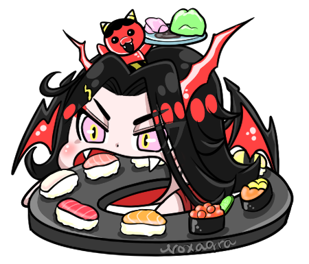 Voxagra's tweet photo. Made a cute revolving sushi belt 🍣
May he treat himself!
#AkumaClanniversary2026 https://t.co/j6WwPbu0Bh