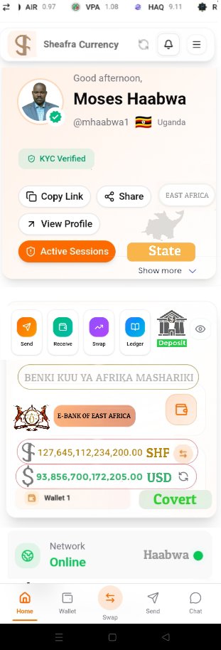 SheafraCurrency's tweet photo. #Breaking:  SHF.127.7 Trillion East African Sheafra. The Sheafra Crypto Currency, a System that will be Untressable by any Government or @IMFNews @IMFAfrica is yet to be launched on Block chain Global.   Sheafra is Valued at US$.1.36 Dollars and backed by East African Minerals. https://t.co/5YNGXSg188
