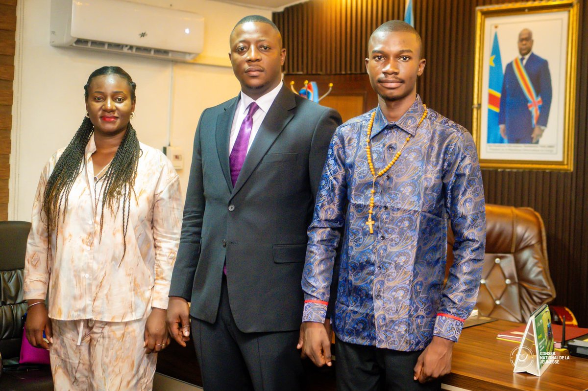 KonsoJean's tweet photo. 🇨🇩Kinshasa | J’ai accompagné Mme Pascaline Mwenge, VP CPJ Haut-Katanga, en audience auprès de Claude Mbuyi, Président du CNJ .

Échanges sur la coordination des structures de jeunesse en province.

La 4e édition de la CJE2026 prévue du 03–05 juin, à Lubumbashi également abordée. https://t.co/AAD858yN4a