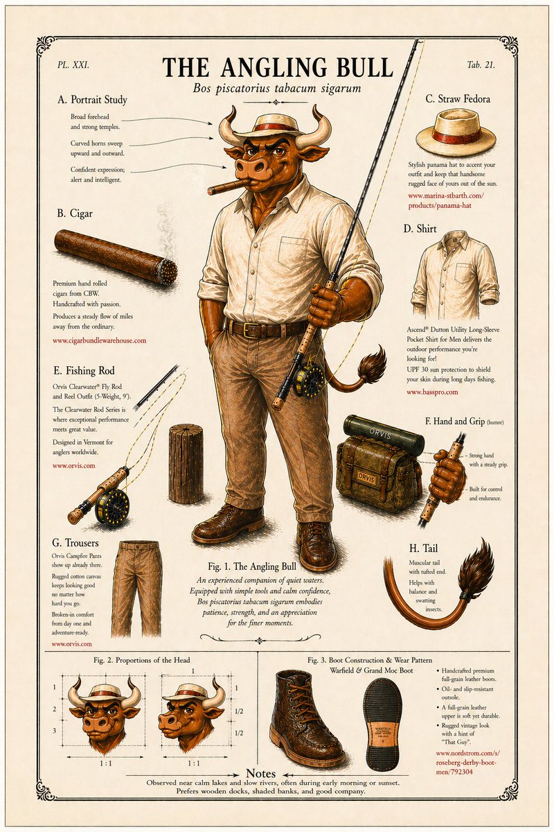 CigarBundle's tweet photo. “Come fishing time, I rely on CBW for all my cigars. CBW, premium #cigars without the premium price. Now that’s a great catch.” - Mr. Bull, the Angling Bull

Everything on in this poster can be purchased. Link in poster. From Orvis, Bass Pro, Nordstrom, and yes CBW. https://t.co/61FU7qUPsc
