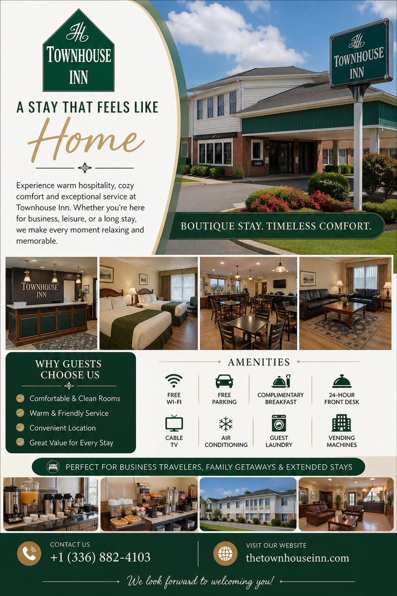 THighpointnc's tweet photo. 🏨 Comfortable Stay in the Heart of High Point, North Carolina

📞 Phone: +1 (336) 882-4103
🌐 Website: https://t.co/q7UBm9JBB5

#thetownhouseinn #thetownhouseinncom #HighPointNC #TravelNC #HotelLife #StayComfortable #ExploreNorthCarolina https://t.co/w3GMbqBrtj