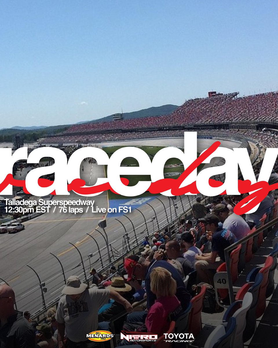 racewithnitro's tweet image. WAKE UP ‼️ It's ARCA race day in Talladega!!

📍 Talladega Superspeedway
⏰ 12:30 PM EST
📺 FS1
📻 MRN / ARCARacing.com

#Nitro / #NitroMotorsports / #RaceNitro / #TeamToyota / @toyotaracingusa / @arca_racing / @nascarregional
