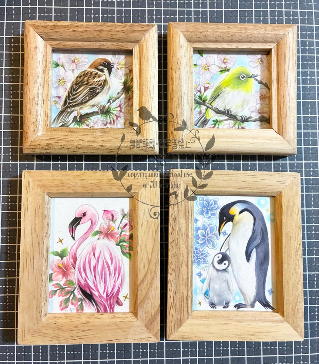 #鳥達と夢を話すころ 
ミニ額の額装写真載せるのを忘れていました🙇‍♀️
可愛く描けました🥰