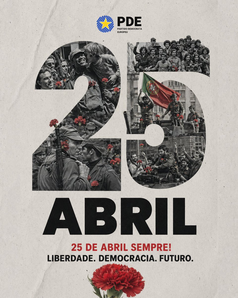 O Partido Democrata Europeu deseja um fantástico 25 de Abril a todos e associa-se aos festejos que se realizam um pouco por todo o país. Viva a Liberdade! Viva a Democracia! Viva o 25 de Abril!

Design: Guilherme Batista

#25deabril #liberdade #democracia #portugal #europa