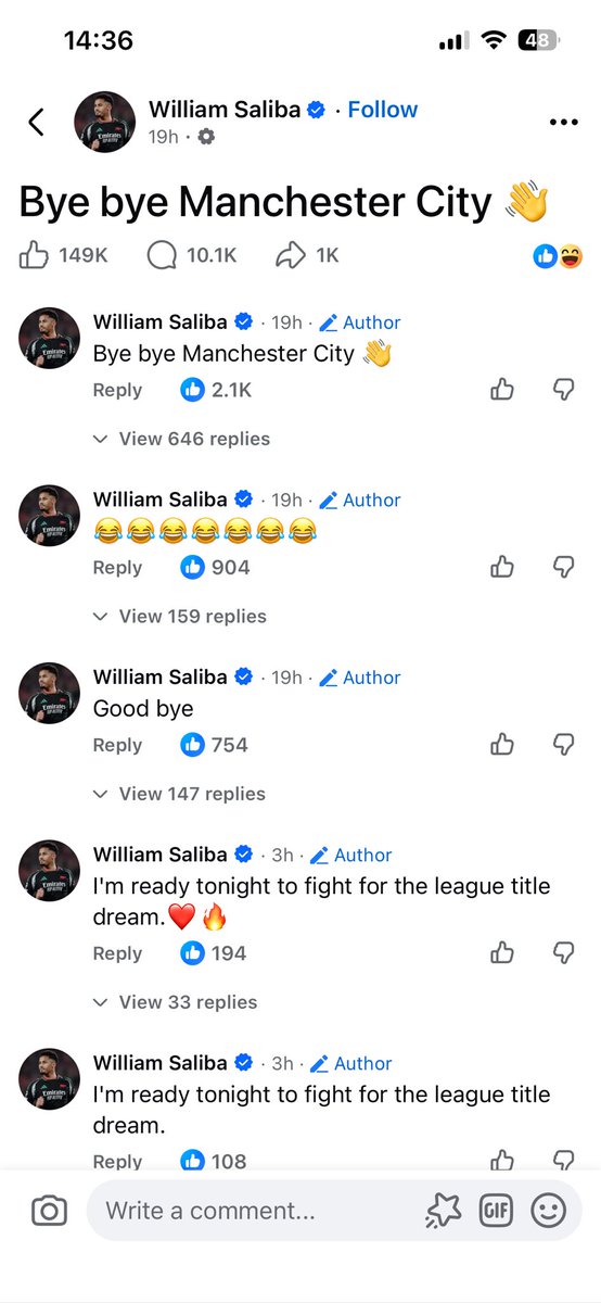 janka420's tweet photo. @Arsenal @premierleague @Footballtweet is this a real account of Saliba on Facebook, if it is what my man was smoking 😭😂😂 https://t.co/XM7c2mKQWv